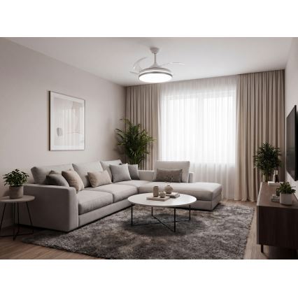 LED dæmpbar loftlampe med ventilator PLAVE LED/36W/230V 3000-6500K sølv/hvid + fjernbetjening