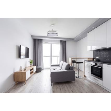 LED dæmpbar loftlampe med ventilator PLAVE LED/36W/230V 3000-6500K sølv/hvid + fjernbetjening