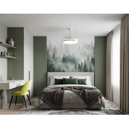 LED dæmpbar loftlampe med ventilator PLAVE LED/36W/230V 3000-6500K sølv/hvid + fjernbetjening