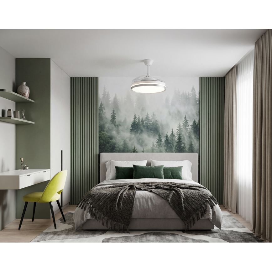 LED dæmpbar loftlampe med ventilator PLAVE LED/36W/230V 3000-6500K sølv/hvid + fjernbetjening