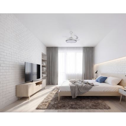 LED dæmpbar loftlampe med ventilator PLAVE LED/36W/230V 3000-6500K sølv/hvid + fjernbetjening