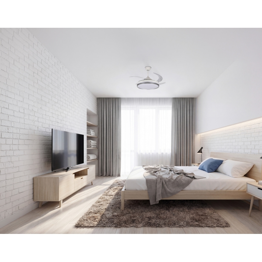 LED dæmpbar loftlampe med ventilator PLAVE LED/36W/230V 3000-6500K sølv/hvid + fjernbetjening