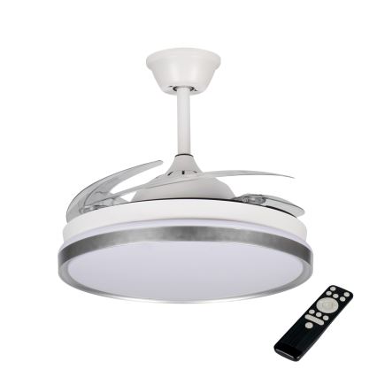 LED dæmpbar loftlampe med ventilator PLAVE LED/36W/230V 3000-6500K sølv/hvid + fjernbetjening