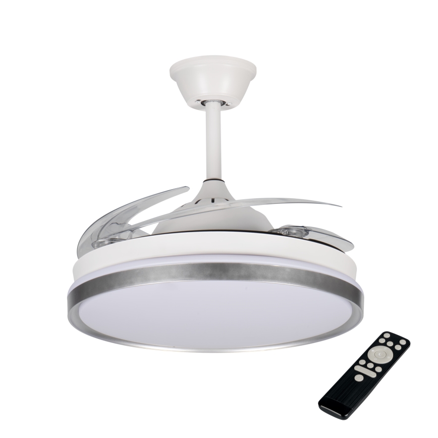LED dæmpbar loftlampe med ventilator PLAVE LED/36W/230V 3000-6500K sølv/hvid + fjernbetjening