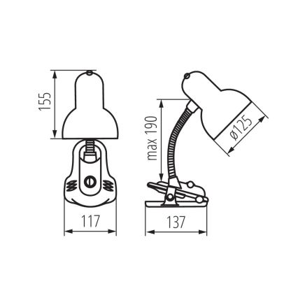 Bordlampe med klemme SUZI 1xE27/40W/230V sort