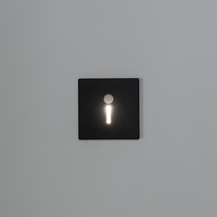 LED trappearmatur med bevægelses- og skumringssensor MAGNIK LED/1,7W/230V 2700/3300/3900/4600/5700K sort firkantet