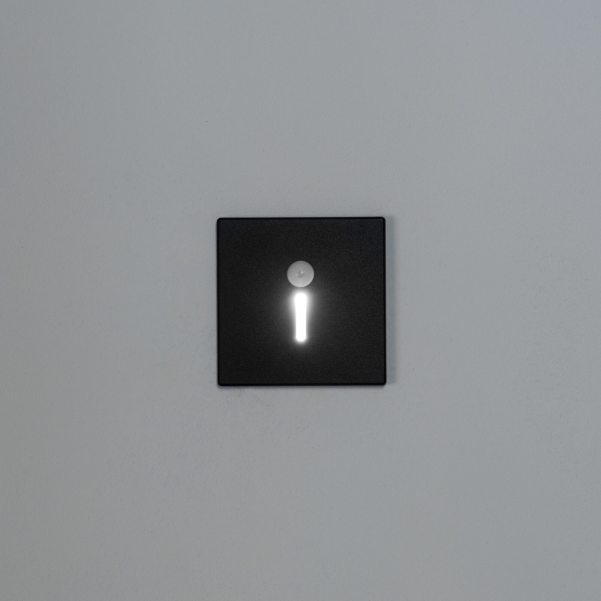 LED trappearmatur med bevægelses- og skumringssensor MAGNIK LED/1,7W/230V 2700/3300/3900/4600/5700K sort firkantet