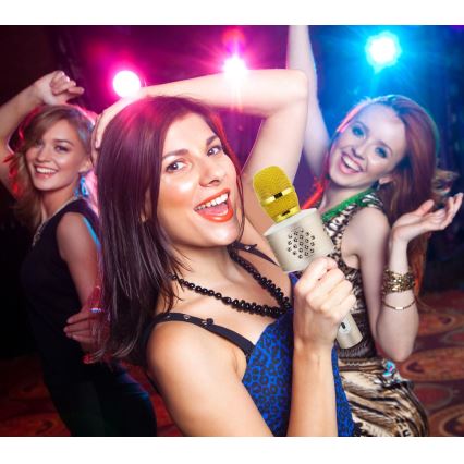 Karaokemikrofon 6W/5V 1500 mAh Bluetooth guld