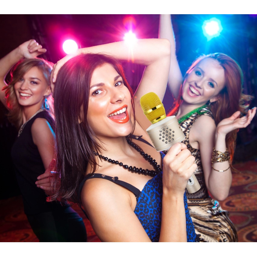 Karaokemikrofon 6W/5V 1500 mAh Bluetooth guld