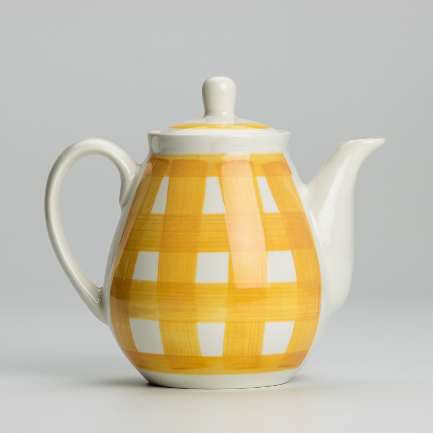 Keramik kaffe krukke med låg Lucie gul