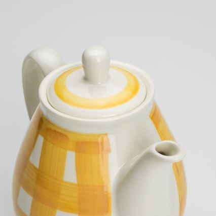 Keramik kaffe krukke med låg Lucie gul
