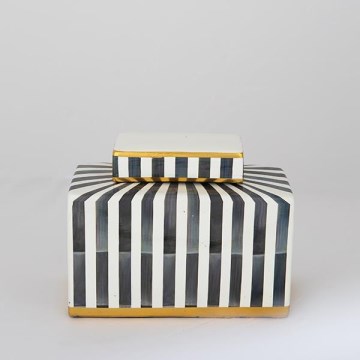 Keramisk krukke 20,5x16x9 cm blå/hvid/sort