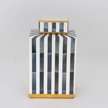 Keramisk krukke 22x18x8 cm blå/hvid