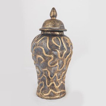 Keramisk krukke 33,5x16 cm guldfarvet/grå