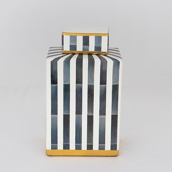 Keramisk vase 22x18x8 cm blå/hvid