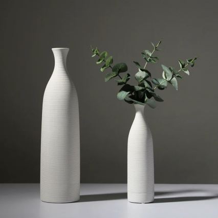 Keramisk vase, 25 cm, hvid
