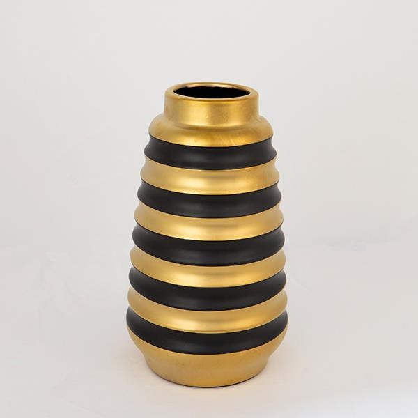 Keramisk vase 25x14 cm guldfarvet/sort