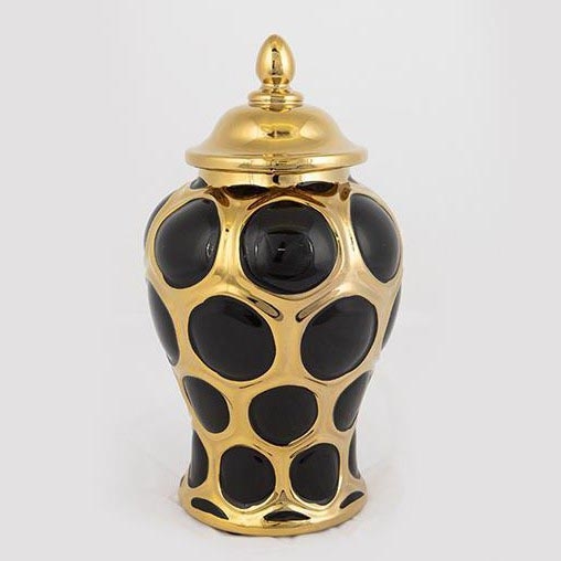 Keramisk vase 27,6x15 cm guldfarvet/sort