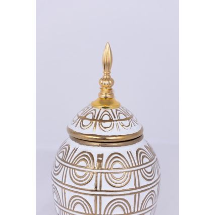 Keramisk vase 28x15 cm guldfarvet/hvid