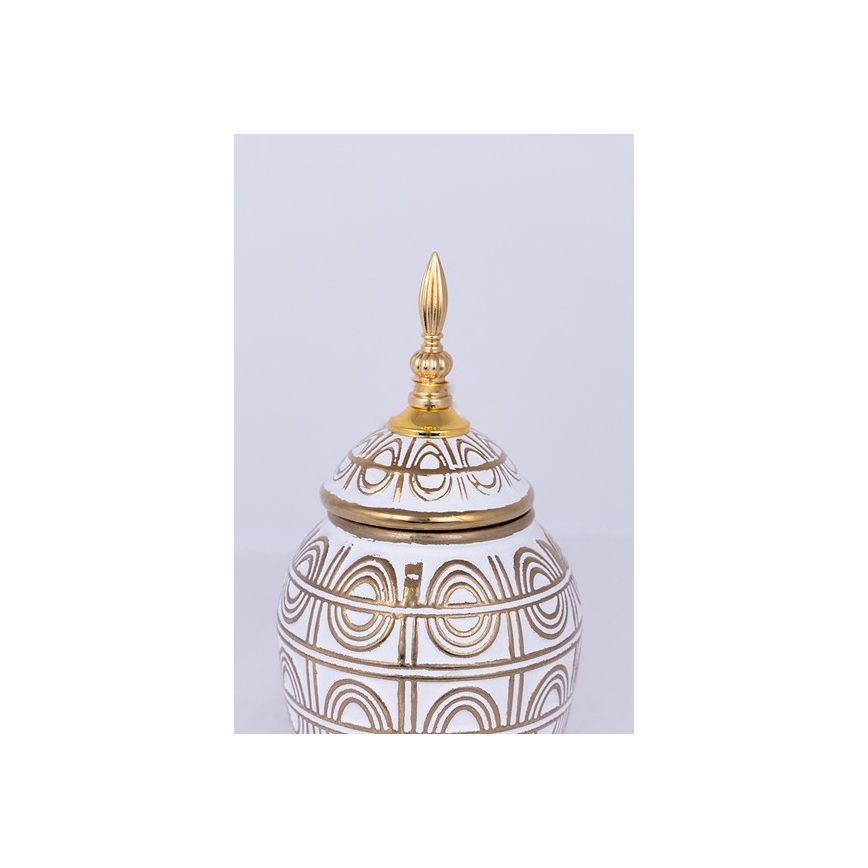 Keramisk vase 28x15 cm guldfarvet/hvid