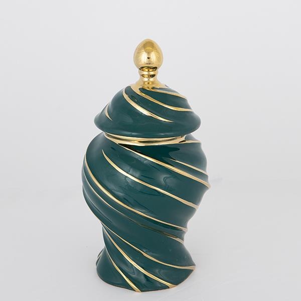 Keramisk vase 30x17 cm guldfarvet/grøn