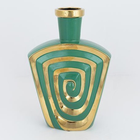 Keramisk vase 30x20,2 cm grøn/guldfarvet