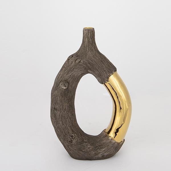 Keramisk vase 31,5x20x8 cm brun/guldfarvet