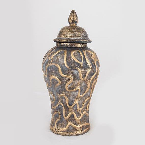 Keramisk vase 33,5x16 cm guldfarvet/grå