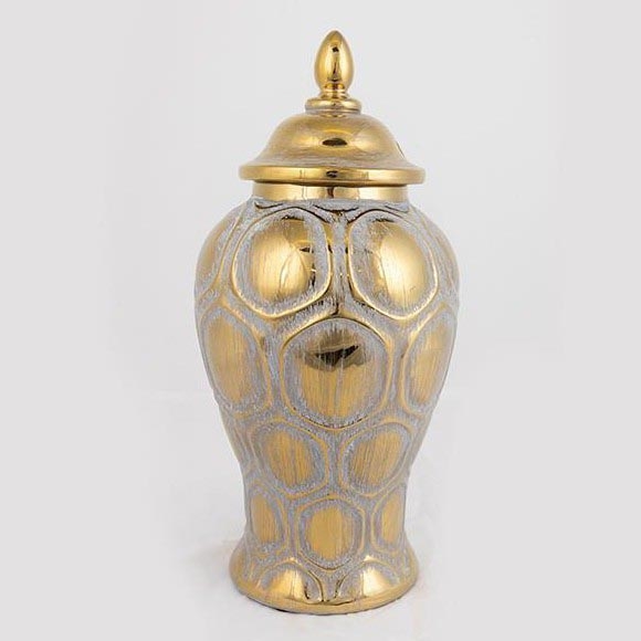 Keramisk vase 33,8x16 cm guldfarvet/sølvfarvet