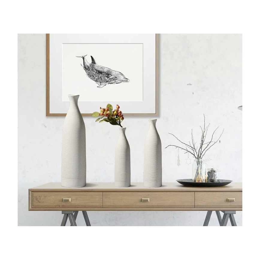 Keramisk vase, 33 cm, hvid