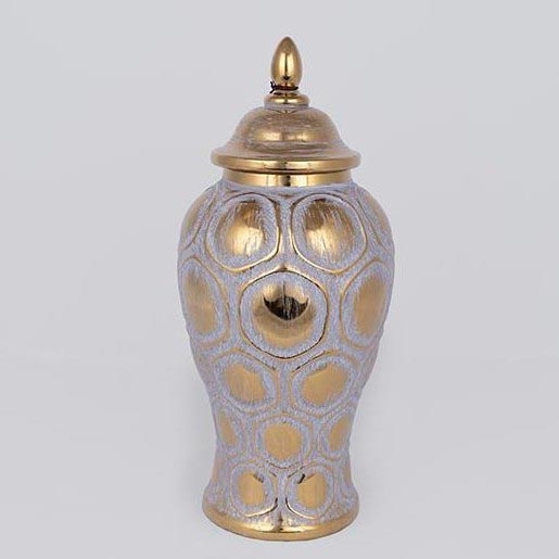 Keramisk vase 35x18,5 cm guldfarvet/grå