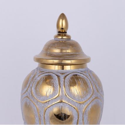 Keramisk vase 35x18,5 cm guldfarvet/grå