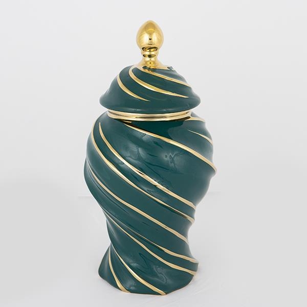 Keramisk vase 35x18,5 cm guldfarvet/grøn
