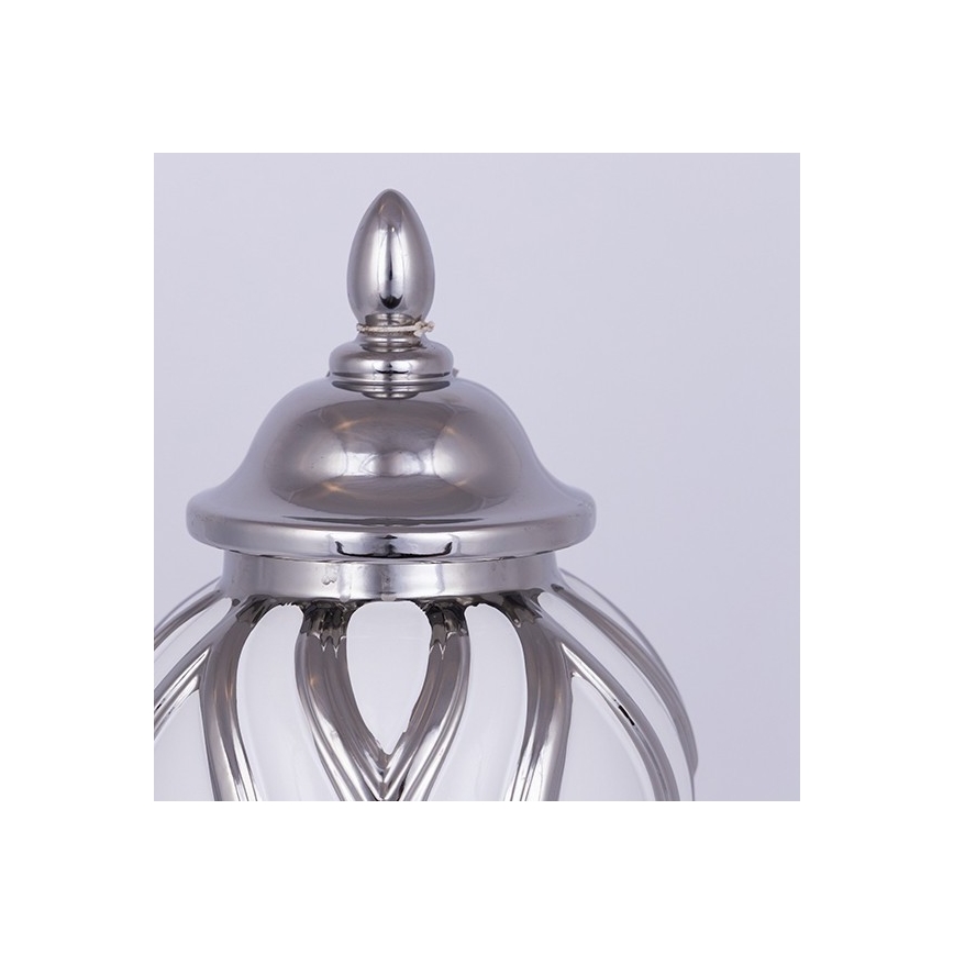Keramisk vase 35x18,5 cm sølvfarvet/hvid