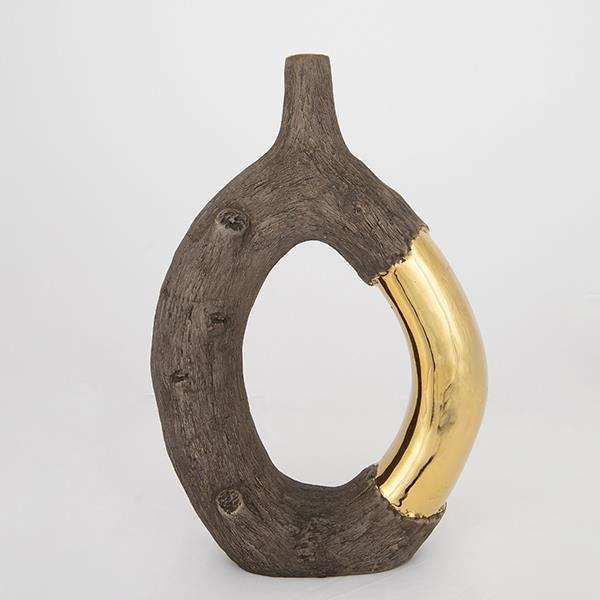 Keramisk vase 38,5x26,5x9,5 cm brun/guldfarvet
