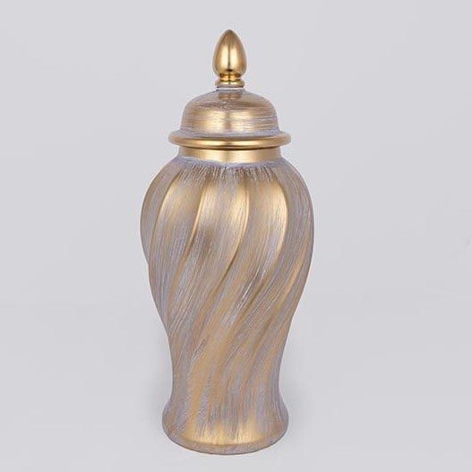 Keramisk vase 40,8x17,5 cm guldfarvet/grå