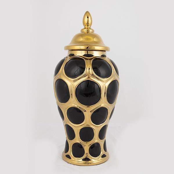 Keramisk vase 40x17,7 cm guldfarvet/sort