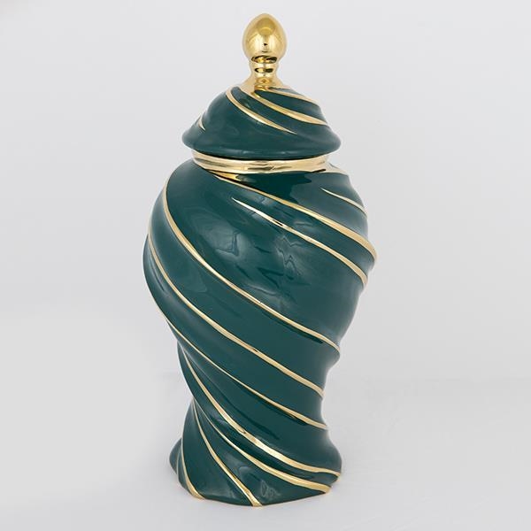 Keramisk vase 41x20 cm guldfarvet/grøn