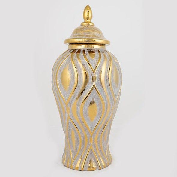 Keramisk vase 42,6x18,8 cm guldfarvet/sølvfarvet