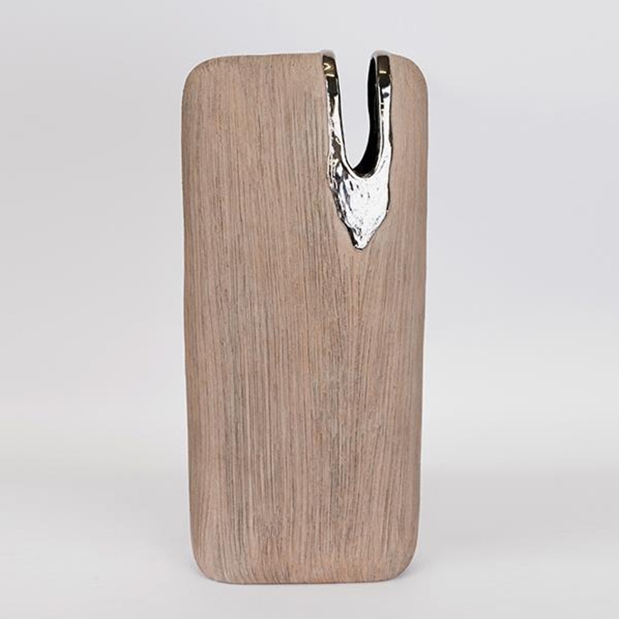 Keramisk vase 43x19,5x9,5 cm brun/sølvfarvet