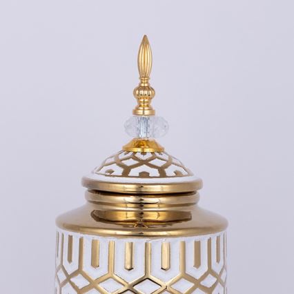 Keramisk vase 45,7x16,9 cm guldfarvet/hvid