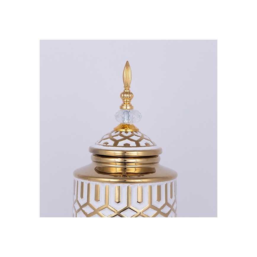 Keramisk vase 45,7x16,9 cm guldfarvet/hvid