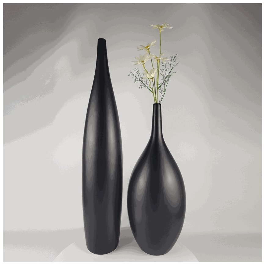 Keramisk vase, 70 cm, mat sort