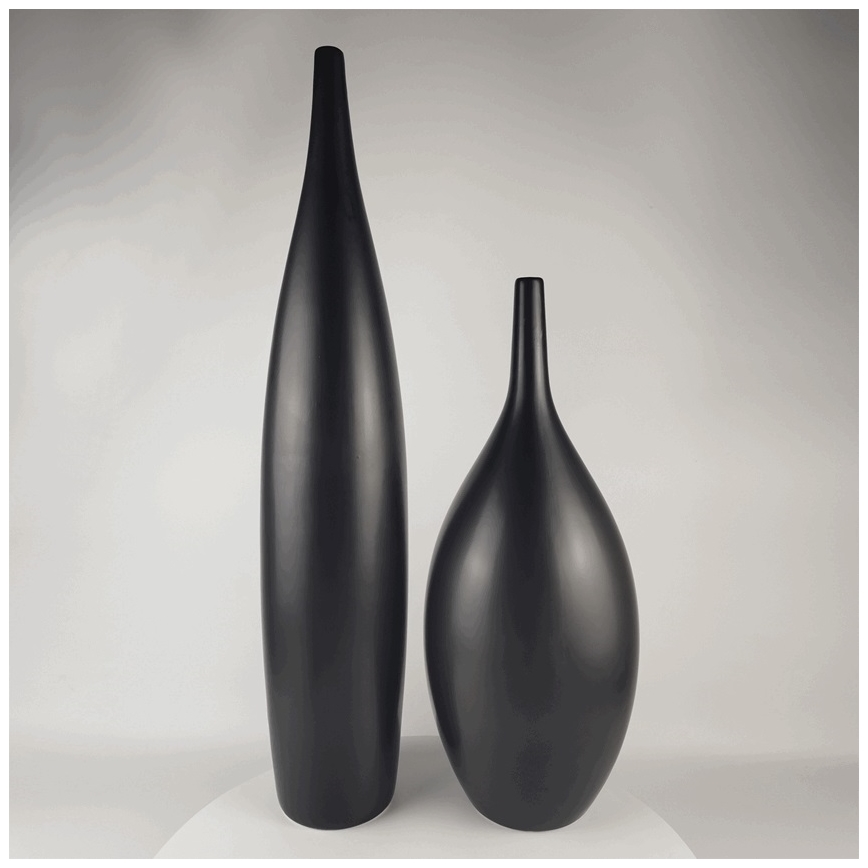 Keramisk vase, 70 cm, mat sort