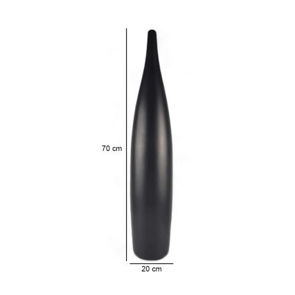Keramisk vase, 70 cm, mat sort