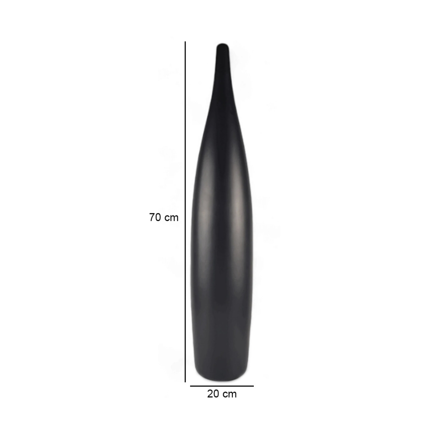 Keramisk vase, 70 cm, mat sort