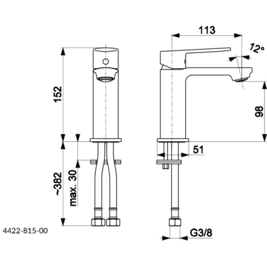 KFA Armatura 4422-815-00 - Hane + afløb m. overløb AGAT 15,2 cm skinnende krom