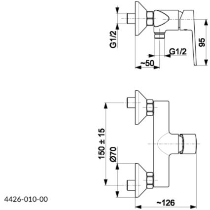 KFA Armatura 4426-010-00 - Brusehane AGAT skinnende krom