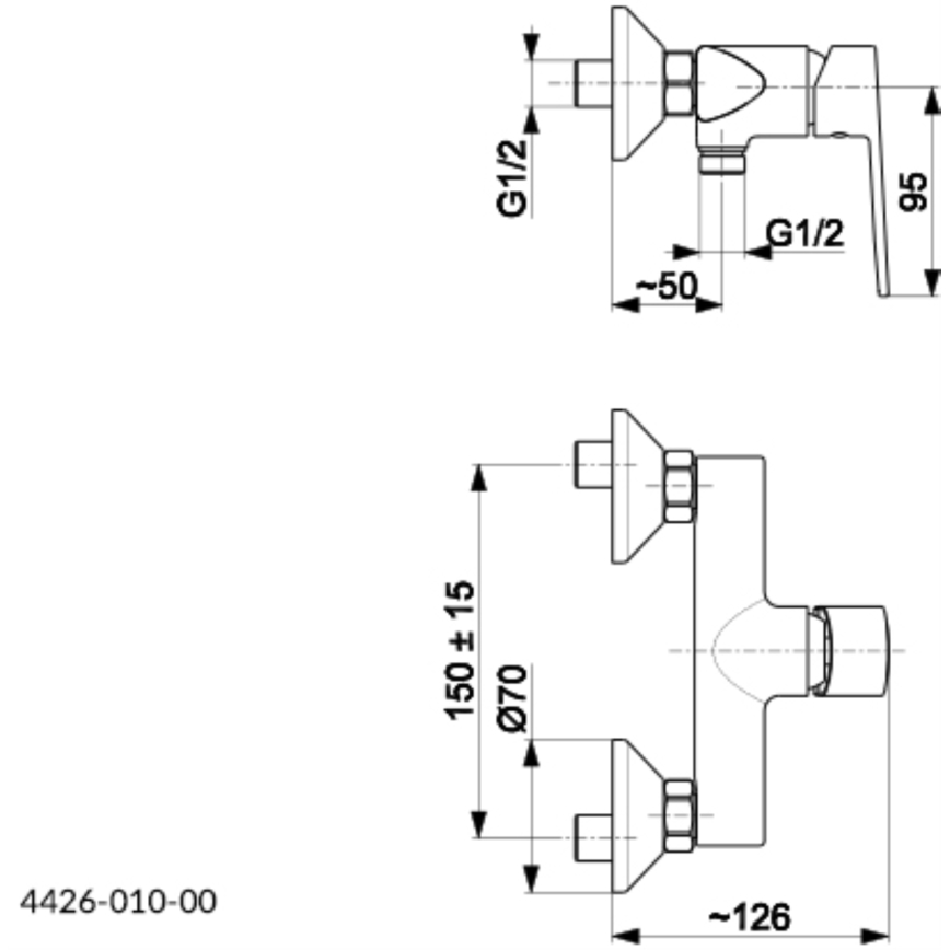 KFA Armatura 4426-010-00 - Brusehane AGAT skinnende krom