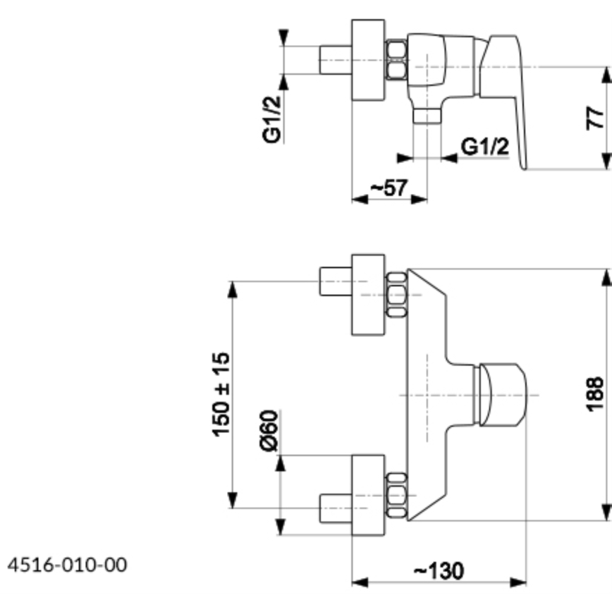 KFA Armatura 4516-010-00 - Brusehane GERMAN skinnende krom